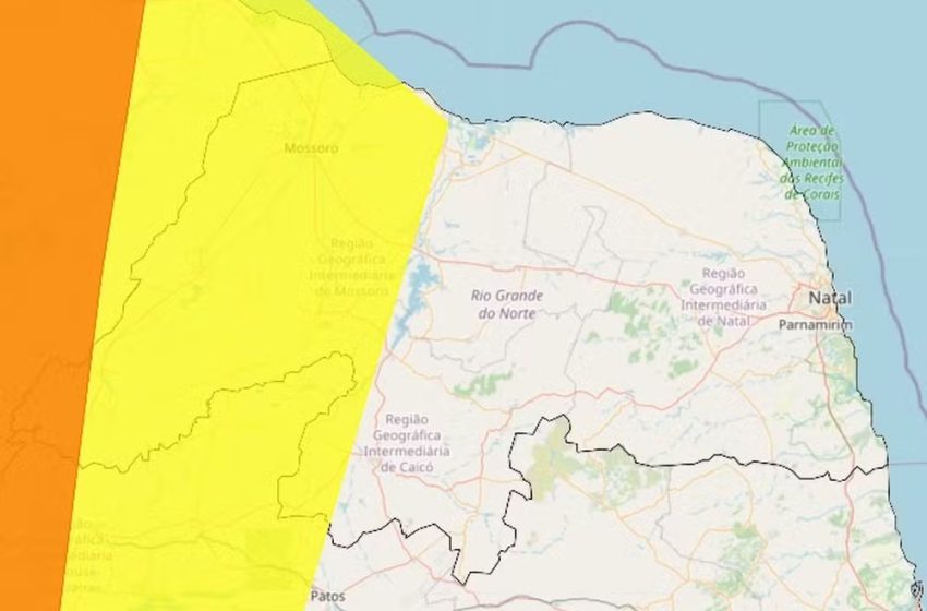  Inmet publica alertas de chuvas intensas para mais de 60 municípios do RN