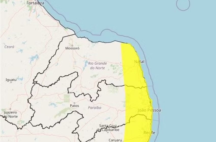 Inmet alerta para chuvas em Natal e mais 49 cidades até quinta-feira (22)