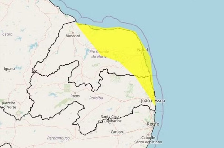 Inmet alerta para chuvas em 85 cidades do RN; veja quais