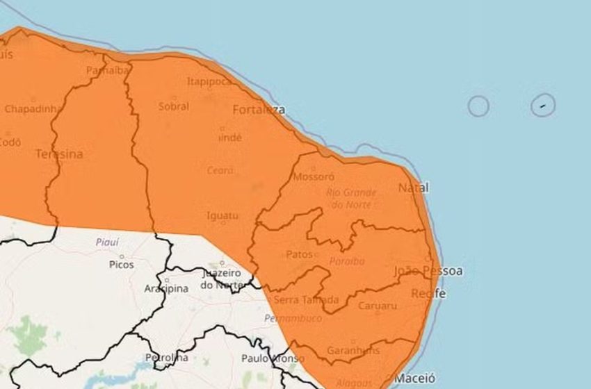  Inmet alerta para chuvas intensas em todo o Rio Grande do Norte