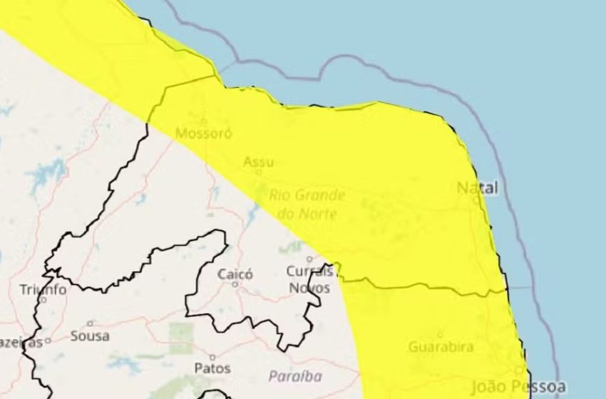  Inmet alerta para chuvas intensas em Natal e outras 102 cidades do RN