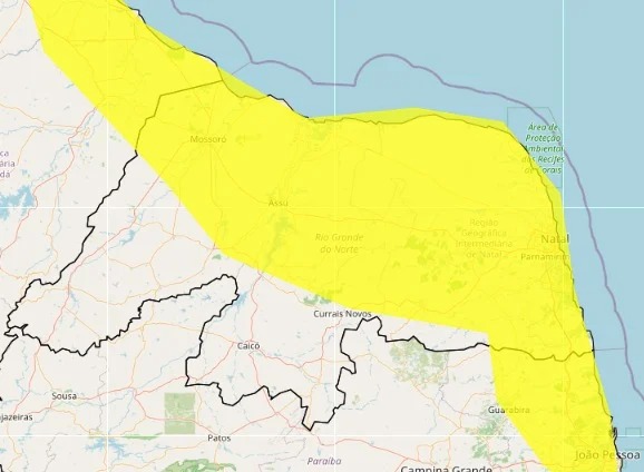  Inmet publica alerta de chuvas intensas para Natal e mais 105 cidades do RN