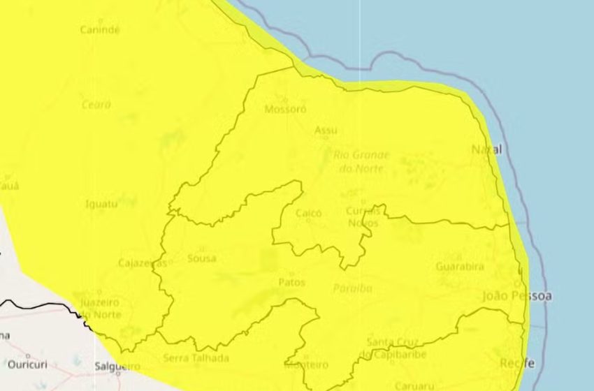  Inmet emite alerta de chuvas intensas para as 167 cidades do RN