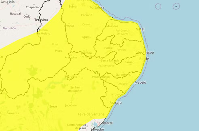  Inmet emite alerta de vendaval para todas as 167 cidades do Rio Grande do Norte