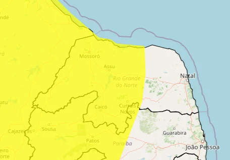  Inmet alerta para ventos de até 60 km/h em mais de 100 municípios do RN; veja lista