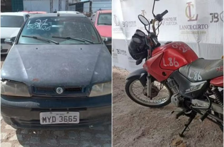  Leilão do Detran-RN tem Palio por R$ 2,8 mil e motos a partir de R$ 1,2 mil; veja como participar